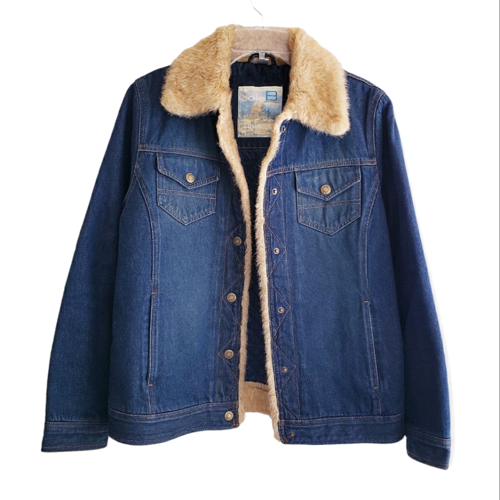Vintage Cole B County Denim Jacket with Faux Fur